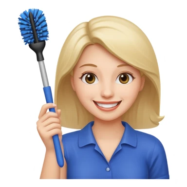 woman holding toilet brush sticker