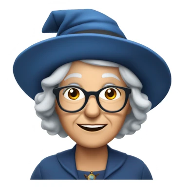 smart granny witch with glasses and blue hat directing orchestra sticker