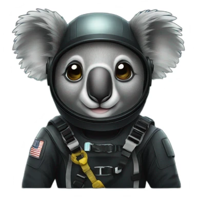 koala in black diving suit sticker
