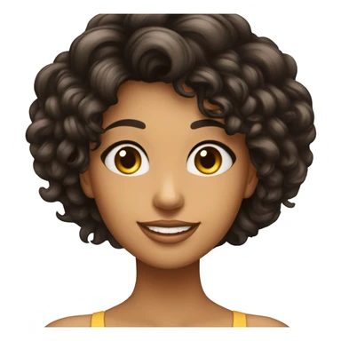 Mulher morena cabelo liso no ombro olhos pretos sorriso largo bochechuda  sticker