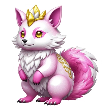 Shiny epic glittery divine white yellow pink animal-fakemon-creature sticker