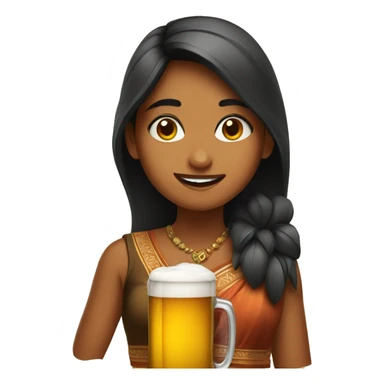 A Indian girl with a beer sticker