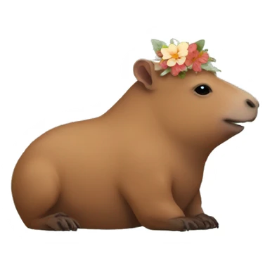 Capibara with flowers on it's head sticker