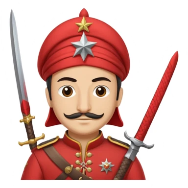 Ottoman janissary in red army dress holding a sword sticker