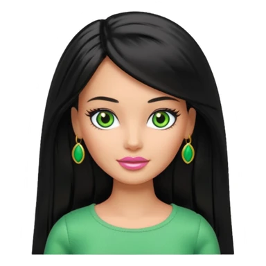 Barbie with olive skin, long black straight hair and green eyes sticker