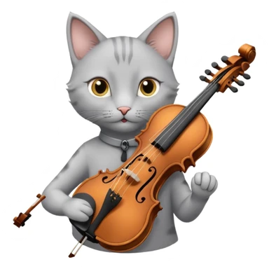 thin grey cat play violin sticker