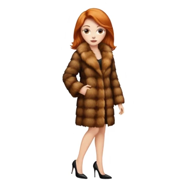 a ginger cat in fur coat and high heels sticker