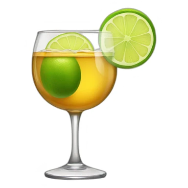 A single whiskey glass with a single slice of green lemon piece on it sticker