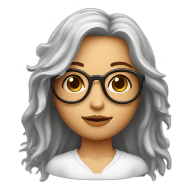 Fille aux cheveux longs roux frisés avec des lunettes et un pendentif jesus sticker