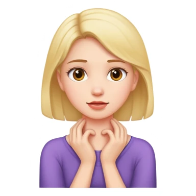 girl holding her neck sticker