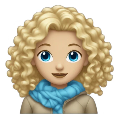 blonde curly haired woman with blue eyes sticker