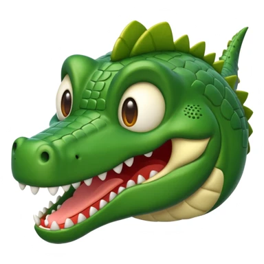 Crea un emoji de avión con cara de cocodrilo sticker