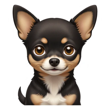 Black chihuahua with tan around the eyes and a white line down the middle of their forehead to nose sticker
