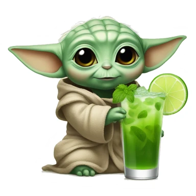 baby Yoda drinking mojito sticker