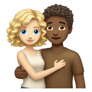 blonde blue eyed girl hugging mixed boy with curly brown hair sticker