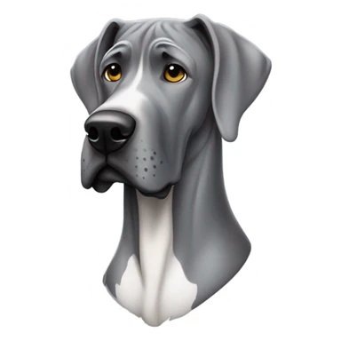 Grey great dane with human winter coat sticker