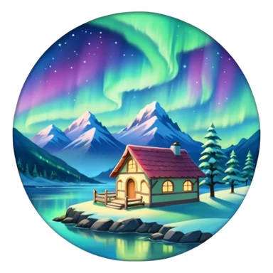 Northern lights with colors, cozy atmosphere in ghibli style sticker