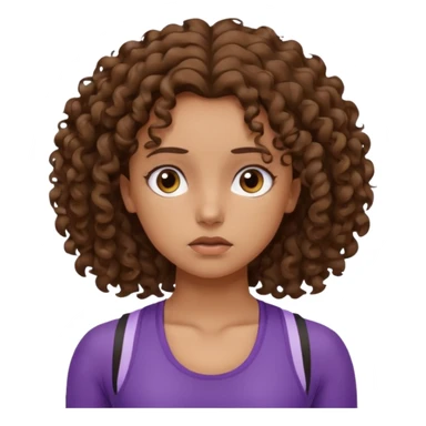 worried face, curly hair girl, gym sticker