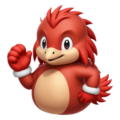 Sonic the hedgehogs friend knuckles a red animal with peach arms and white mittens that have no fingers , he’s a echidna with red eyes sticker