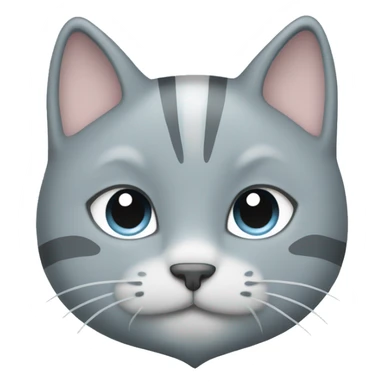 Gray cat with white stripes next to a pastel blue heart sticker