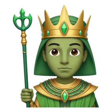 Ancient Egyptian god Osiris with green skin, Atef crown, and holding sticker