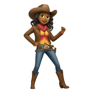 dancing girl cowboy sticker