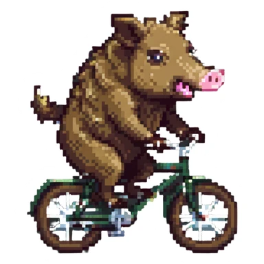 wild boar riding a bicycle sticker