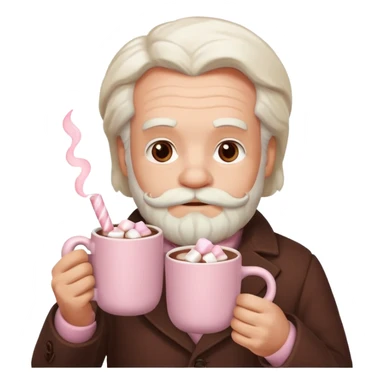 Marx hold  Light Pink mug of hot chocolate with marshmallows in  sticker