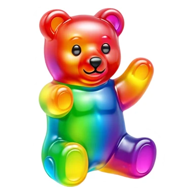 A neon rainbow gummy bear sticker