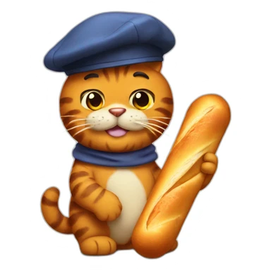 Garfield with a beret and baguette sticker