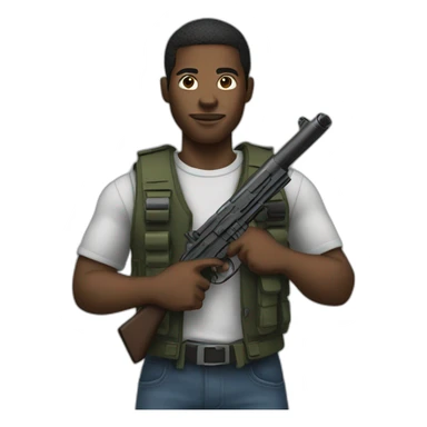 black man holding toy gun sticker
