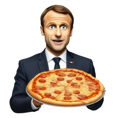 Macron qui mange une pizza sticker