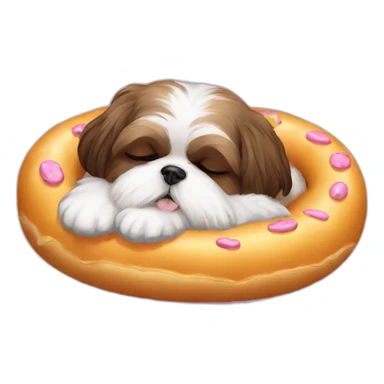 Shih tzu sleeping in donut bed sticker
