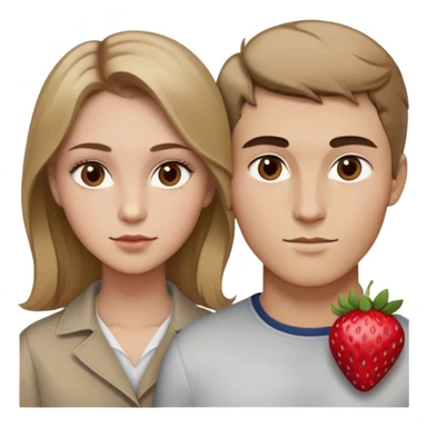 young woman and man next to each other. young woman has slightly strawberry, light brown/dirty blonde hair, hazel eyes, fair skin, heart shaped face with strong cheekbones. man has brown hair, dark strong eyebrows, brown eyes, rectangular/oval face, and a light 5 oclock shadow. he likes to fish and hike and she likes to hike sticker