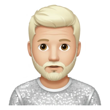 Justin Jeffre (b.1973) from 98 Degrees with platinum blonde hair and beard beard, white sequin outfit sticker