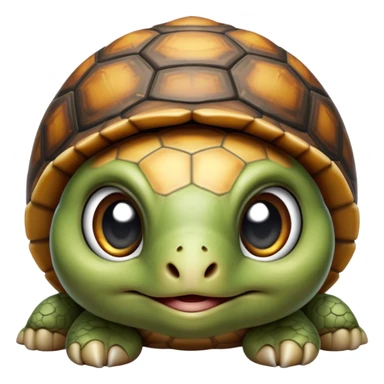 cinematic-baby tortoise-realistic--emoji,,-cute-wise-face-peering-ahead-with-calm-determination,-cute large-eyes-reflecting-centuries of wisdom, sticker