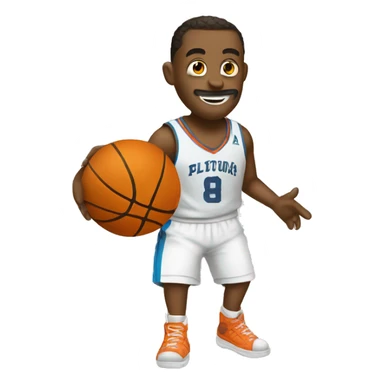 tiburon con una pelota de basket sticker