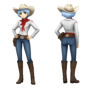 Rei ayanami in a cowboy costume, teen, full body sticker