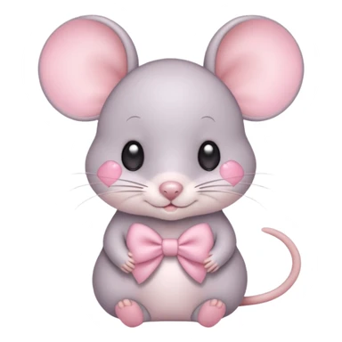 Cute aesthetic and pastel colors mouse with a bow with baby pink hearts one her adorable eyes sticker