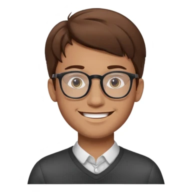 A young man using glasses with a brown hair and white skin color sticker