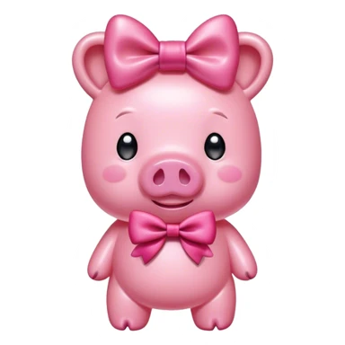 pink gummy bear pig with bow sticker