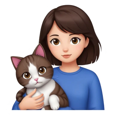 Brunette girl and cat sticker