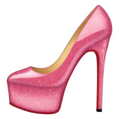 sparkly pink platform heel with red bottom sticker