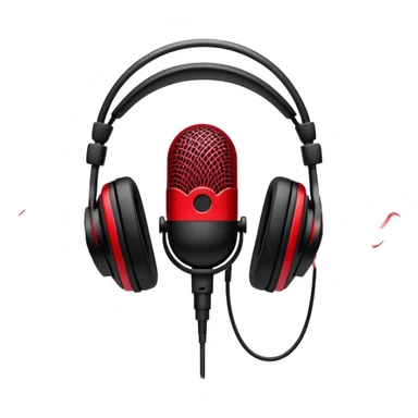 Create a dynamic and energetic emoji that represents beatboxing. The design should feature a stylized microphone with sound waves emanating from it, symbolizing vocal percussion and rhythm. Add elements like headphones or a subtle speaker to emphasize the music production aspect. Use bold colors like black, white, and red to convey the intensity and creativity of beatboxing. The background should be transparent. sticker