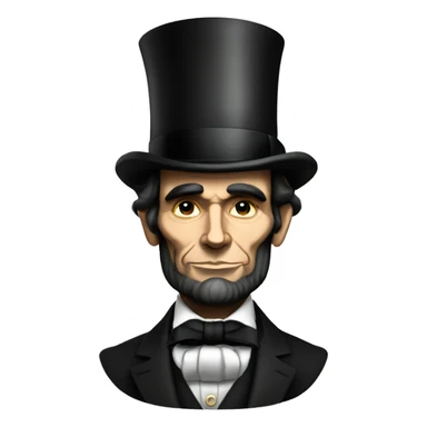 Abraham Lincoln wearing a stove top hat and a tie and the image is color sticker