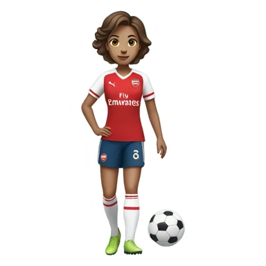 Pretty woman in Arsenal jersey with short brown hair kicking a soccer ball sticker