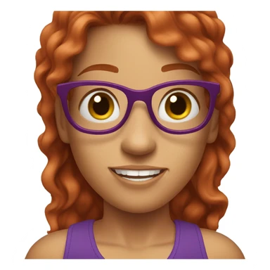 Redheaded girl with glasses and a purple halter top waving sticker