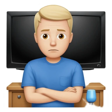 bored man watching television sticker