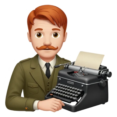 moustache redhead man with vintage typewriter sticker