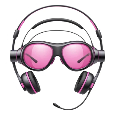protective glasses with pink lenses and built-in headphones, tech safety gear sticker